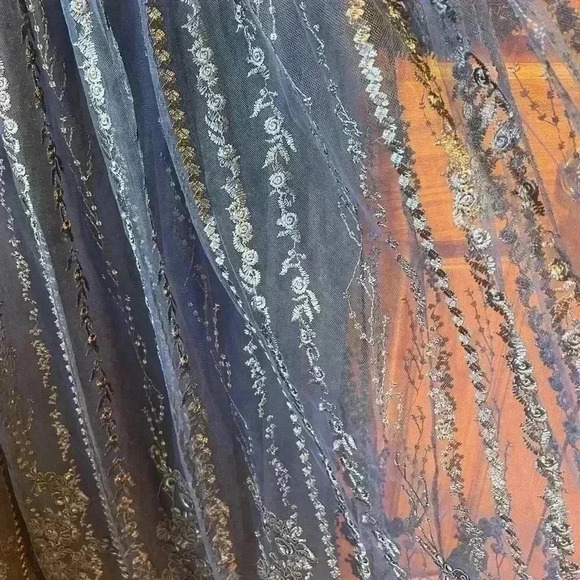 New Mac Duggal Midnight Navy Blue Embroidered A Line Gown Size 14 - Picture 15 of 16